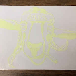 Billy Strings - Toasted Goat BMFS GLOW (superglow) vinyl car decal/water bottle/laptop sticker 5.5in x 3.5in . Weatherproof vinyl.