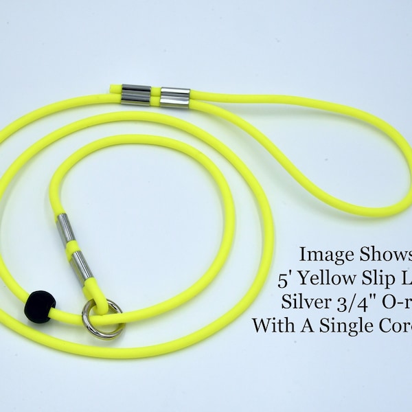 Yellow Slip Leash with Stopper, Round BioThane Slip Lead, Quick Lead,