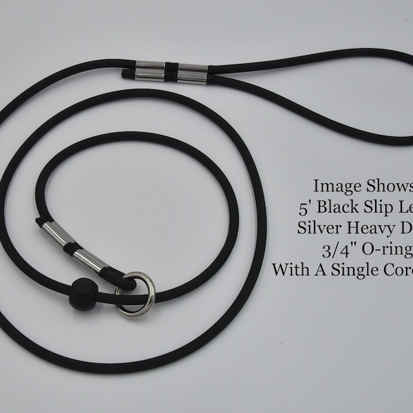 Black Slip Leash with Stopper, Round BioThane Slip Lead, Quick Lead,