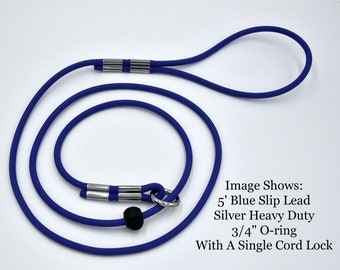 Royal Blue Slip Leash with Stopper, Round BioThane Slip Lead, Quick Lead,
