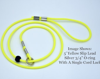 Yellow Slip Leash with Stopper, Round BioThane Slip Lead, Quick Lead,