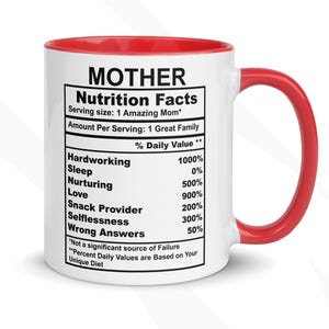 Mother Nutrition Facts Mug, Gift for Mom, Personalized Mug, Mother’s Day Gift, Custom Gift, Mother’s Day, Custom Mug, Mother&#39;s Gift, Mug