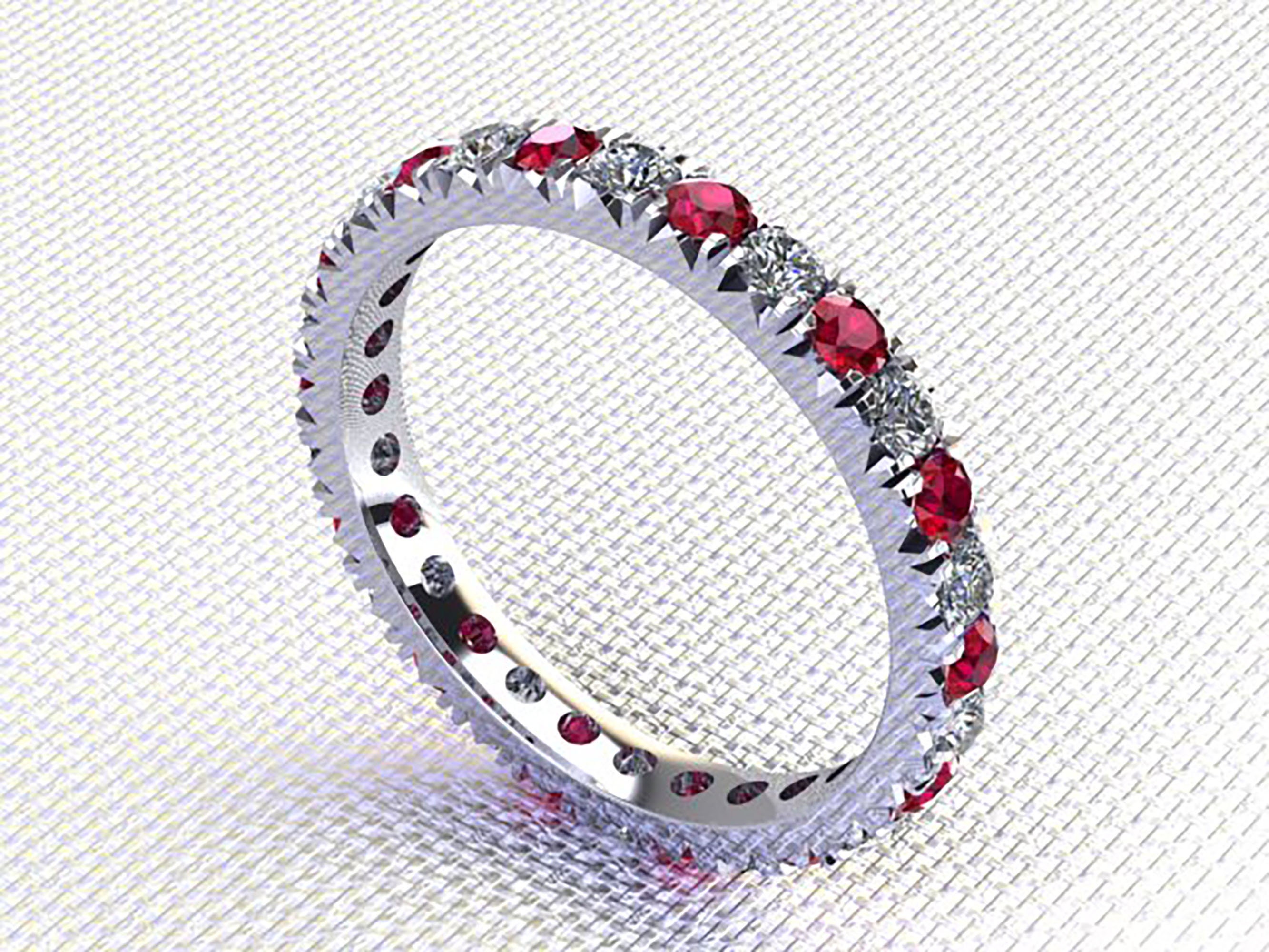 Ruby and Diamond Eternity Birthstone Ring in Platinum Etsy New Zealand