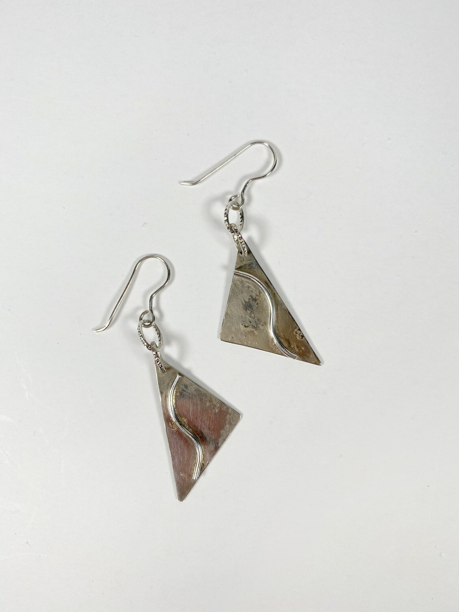 Sterling Silver Triangle Earrings Etsy
