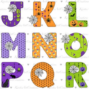 Halloween Alphabet Clipart, Halloween Numbers Clipart, Halloween, Letters, Numbers, PNG, Digital Download, Cute Halloween Letters image 3