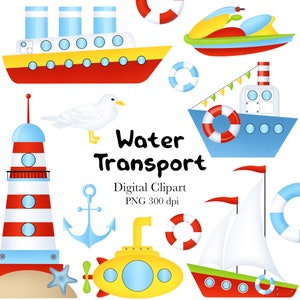 Water Transport Clipart, Water Transportation Clipart, Transportation Clipart, Travel Clipart, Transport Clipart, PNG, Ships Clipart