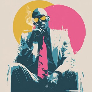 Imágenes prediseñadas de arte pop noir, impresiones digitales de gánsteres, arte de estilo vintage, ilustración de hombre elegante, JPG de detective retro, arte abstracto