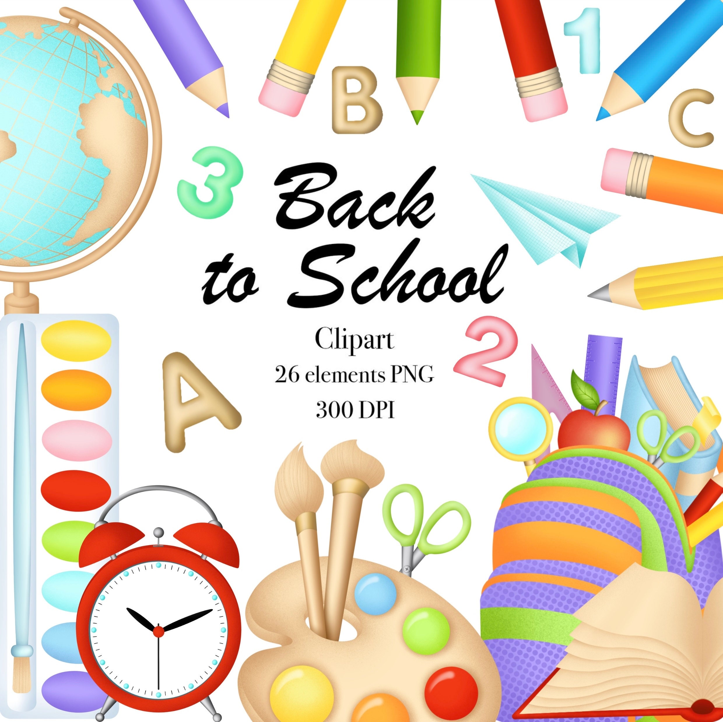 Back to School Clipart, School Clipart, Clipart, Digital Clipart, Books ...