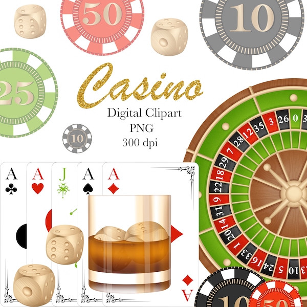Casino Clipart, Poker Clipart, Poker Chip Clipart, Poker Card Clipart,  Roulette Clipart, Dice Clipart, Casino Digital Clipart