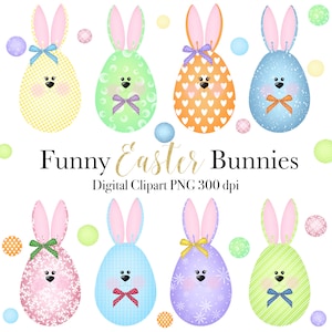 Digital Easter Clipart, Easter Bunnies Clipart, Digital Clipart, Bunnies Clipart, Easter Clipart, Multicolor  Easter Clipart