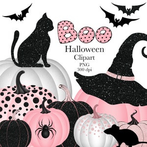 Pink Pumpkins Clipart, Halloween Clipart ,Boo Clipart, Digital Clipart,  Spooky Clipart, Pumpkins Halloween Clipart, Pumpkin Clipart, PNG