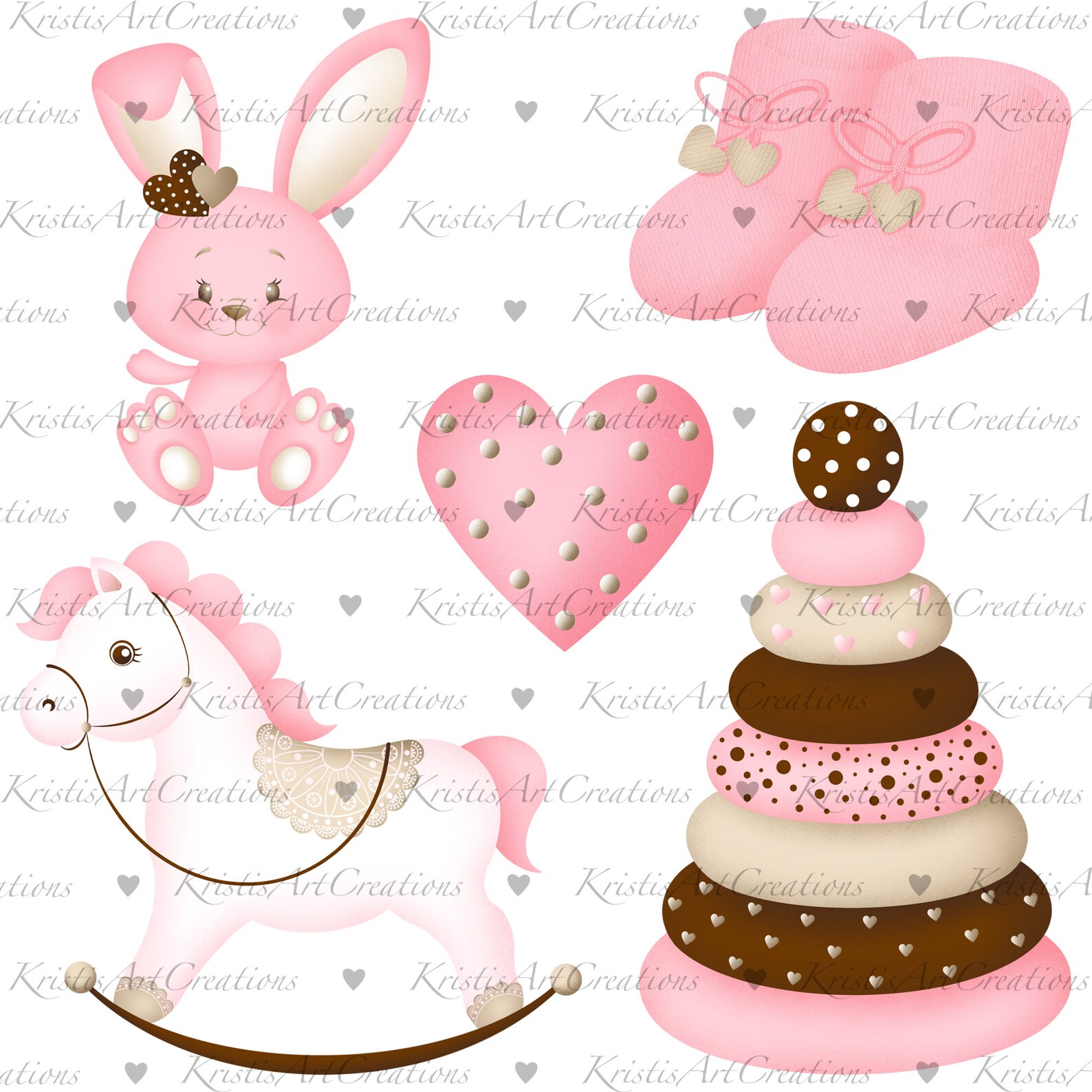 Baby Girl Clipart, Baby Clipart, 1st Birthday Clipart, Pink Clipart