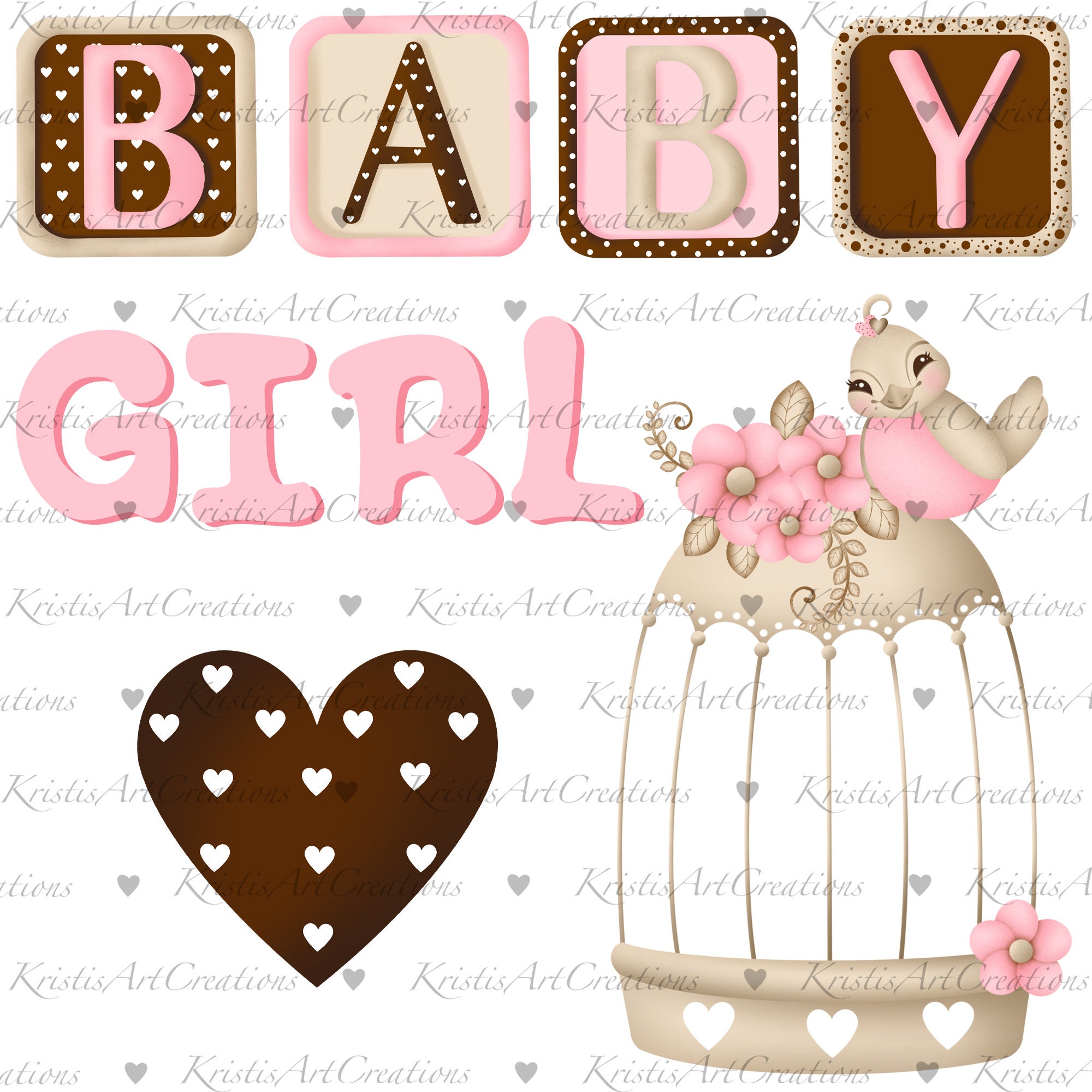 Baby Girl Clipart, Baby Clipart, 1st Birthday Clipart, Pink Clipart