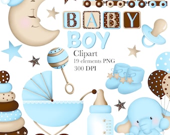 Baby Boy Clipart, Blue Clipart, Baby Shower Clipart, Digital Clipart, Clipart, Digital, Baby Clipart, Baby Shower Clipart, Birthday Clipart