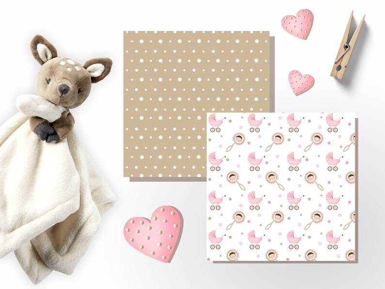 Digital Baby Girl Patterns Baby Girl Seamless Patterns Baby Etsy