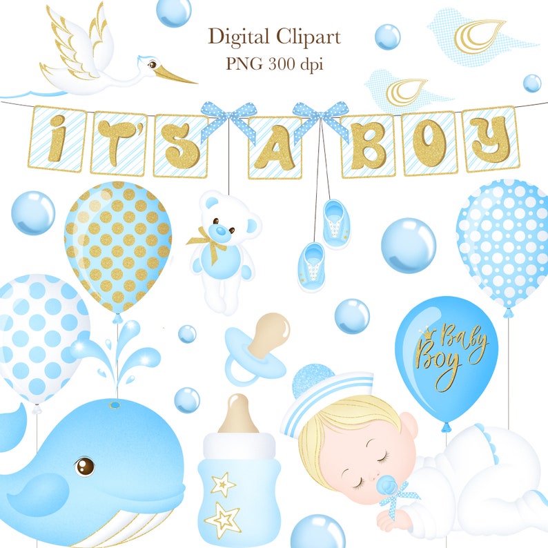 It's a Boy Clipart, Baby Boy Clipart, Baby Clipart, Baby Shower Clipart