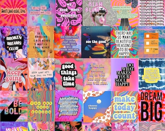 Aesthetic Photo Wall Collage Kit (30 Prints) – Trendy Dorm Decor, Colorful Room Decor, Photo Wall Art Set, Collage Wall, Bold Funky Art