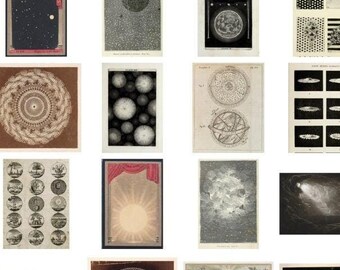 Gallery Wall Set, Vintage Night Sky / Collage Wall Kit - Set of 20 Photos .JPEG Files