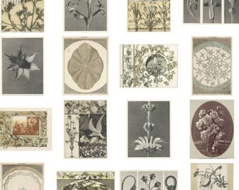 Kit de pared de galería, diseño floral antiguo/collage - Conjunto de 20 fotos (archivos JPEG)