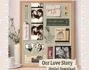 Custom Love Story Collage (Digital Download) Personalized Anniversary Gift, Love Story Photo Frame, Relationship Memory Wall Art Keepsake