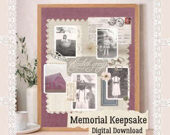 Collage conmemorativo personalizado (descarga digital) En memoria de, impresión de recuerdo vintage, regalo de condolencia personalizado, celebración de la vida