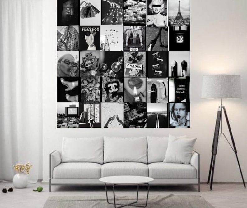 May include: A black and white collage of images featuring fashion, luxury brands, and cityscapes. The collage includes images of Chanel, Louis Vuitton, and the Eiffel Tower.
