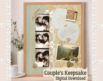 Collage personalizado para parejas (descarga digital) Regalo de aniversario personalizado, marco de fotos para historia de amor, recuerdo de pared para la relación