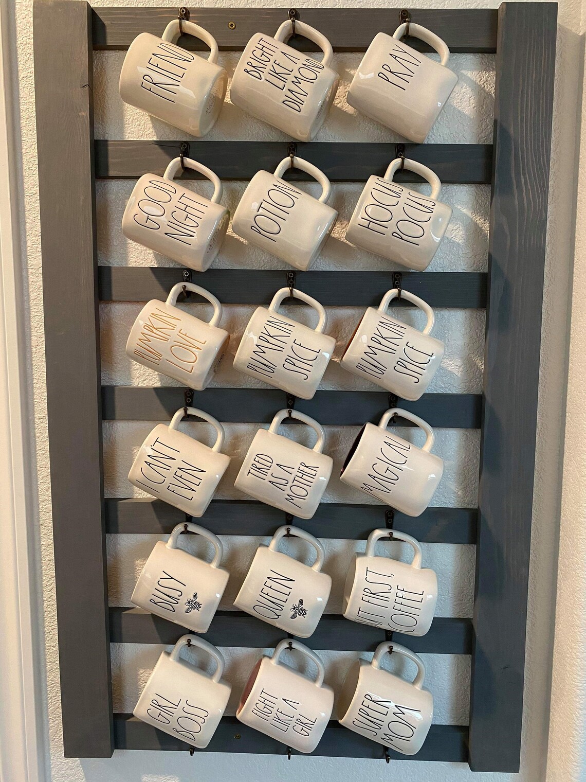 Solid Pine Wood Coffee Mug Cup Rack Holder Display Multiple Etsy