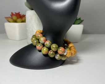 Unakite Stacking Beaded Bracelet