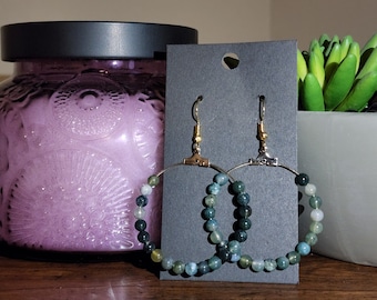 Moss Agate Beaded Earrings
