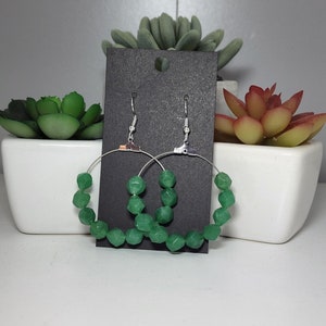 Green Jade Beaded Earrings