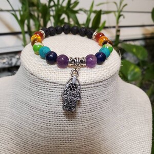 Chakra bracelet with Hamsa charm