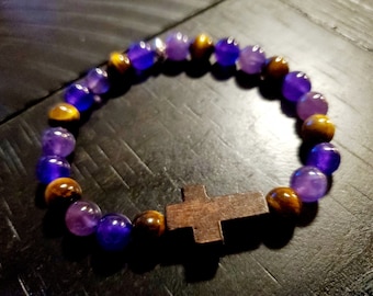 Wooden Cross Beaded Bracelet