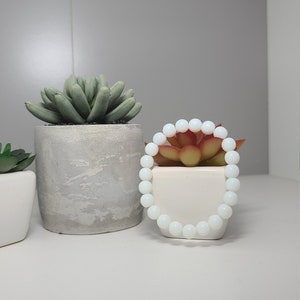 Snow White Jade Beaded Bracelet