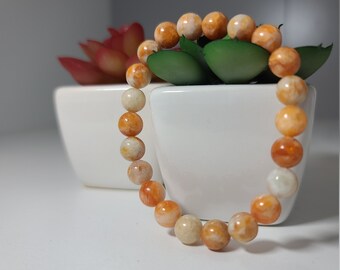 Orange Calcite Beaded Bracelet