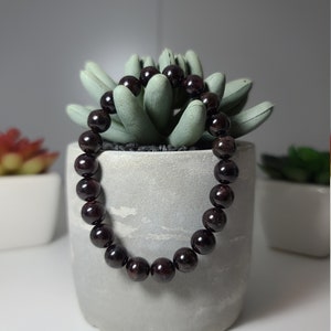 Wine Red Garnet Beaded Bracelet