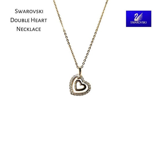 Swarovski Crystal Gold Plated Double Heart Sparkl… - image 1