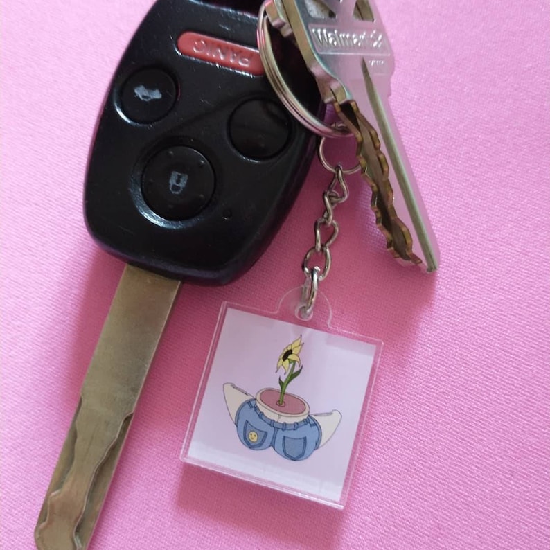 cute kawaii acrylic keychain. Trippy Baby yoda keychain