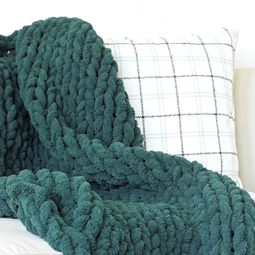 Sage Green Blanket Sage Throw Blanket Large Chunky Knit Etsy