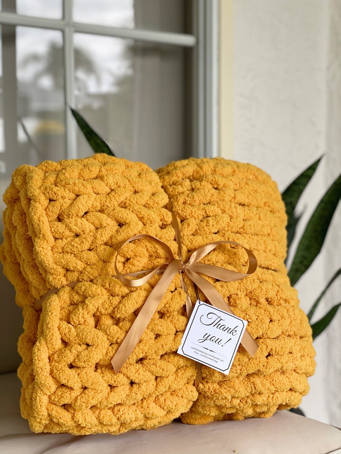 Mustard Yellow Knit Blanket Yellow Throw Blanket Chunky Etsy