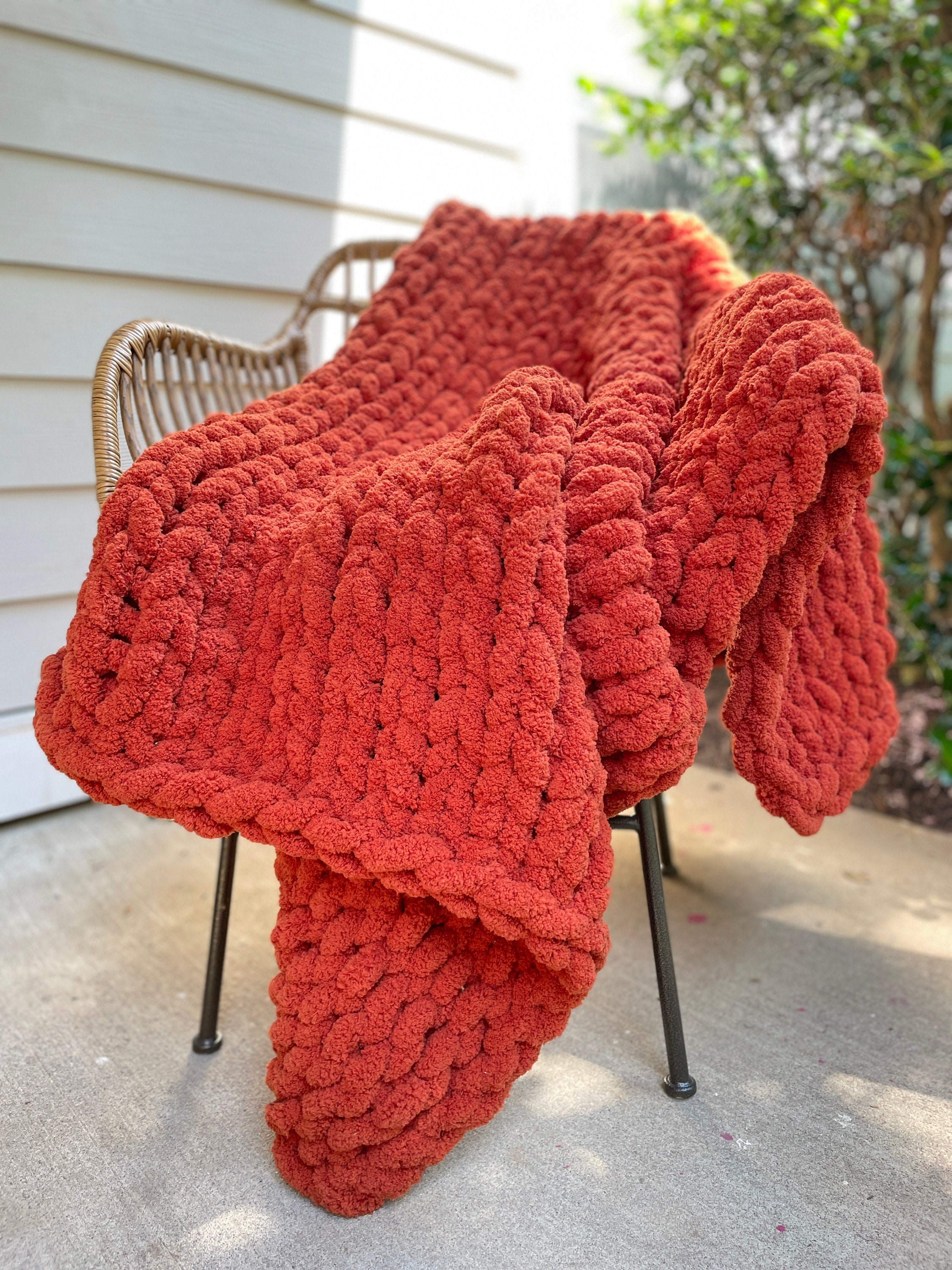 Rust Throw Blanket Rust Chunky Blanket Terracotta Blanket Etsy