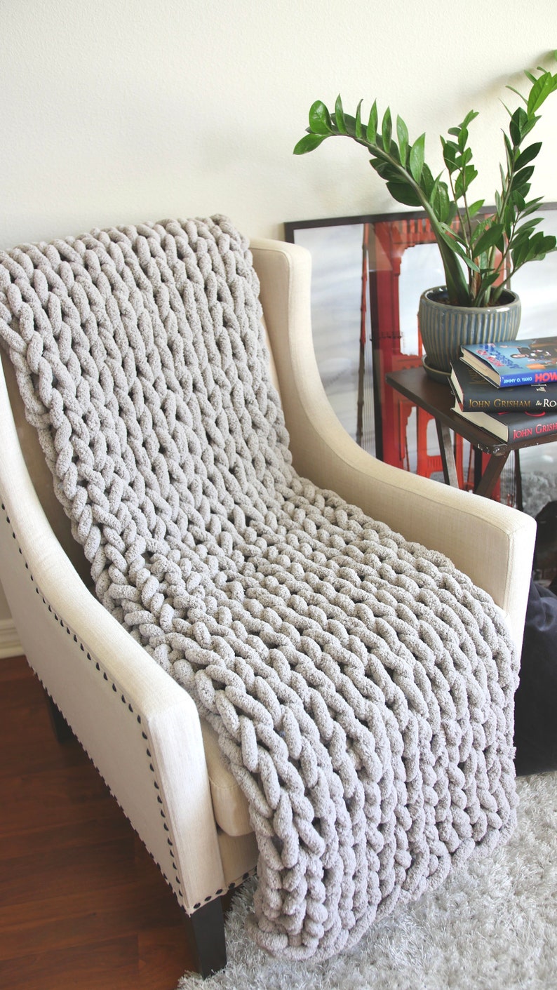 Chunky Knit Blanket Beige Throw Blanket Ivory Couch Throw Etsy