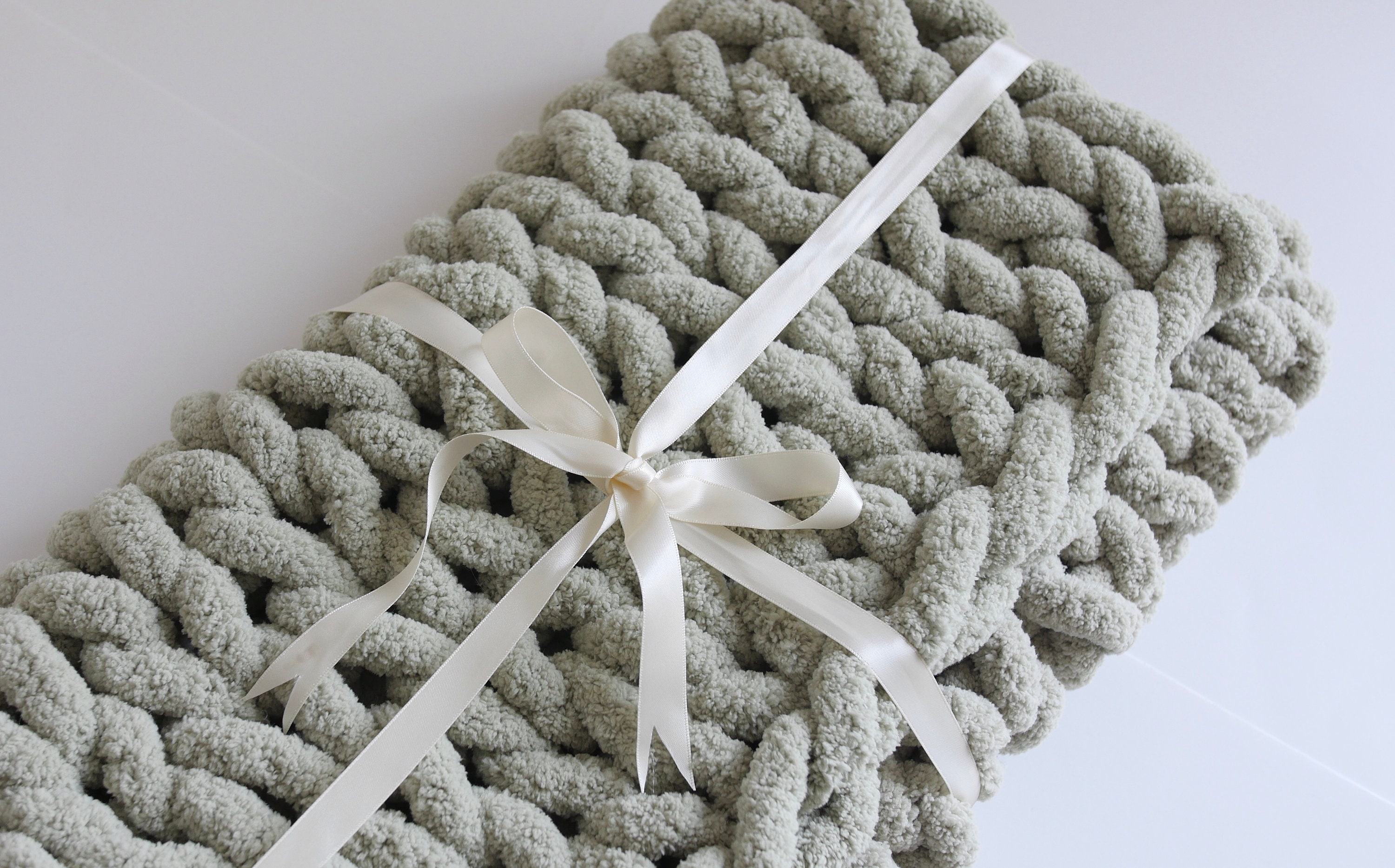 Sage Green Blanket Sage Throw Blanket Large Chunky Knit Etsy