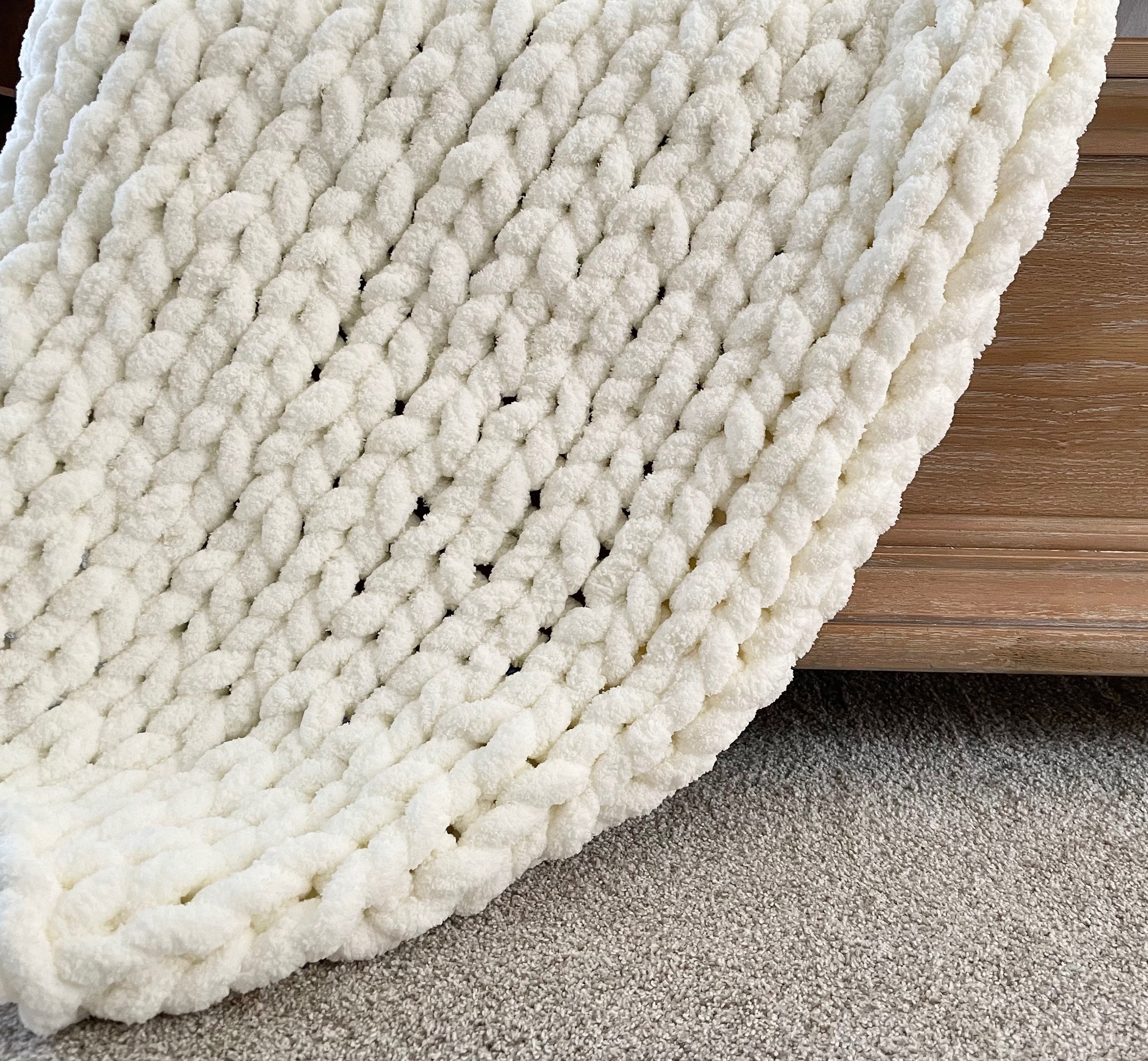 Beige Chunky Knit Blanket Cream Beige Throw Blanket Ivory Etsy