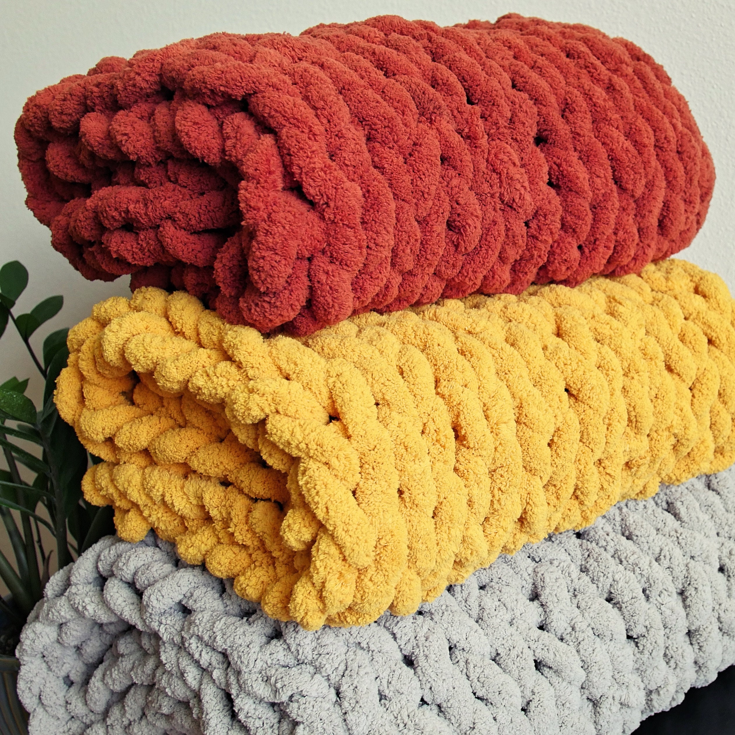 Chunky Knit Blanket in Rust Blood Orange Throw Blanket Rust Etsy