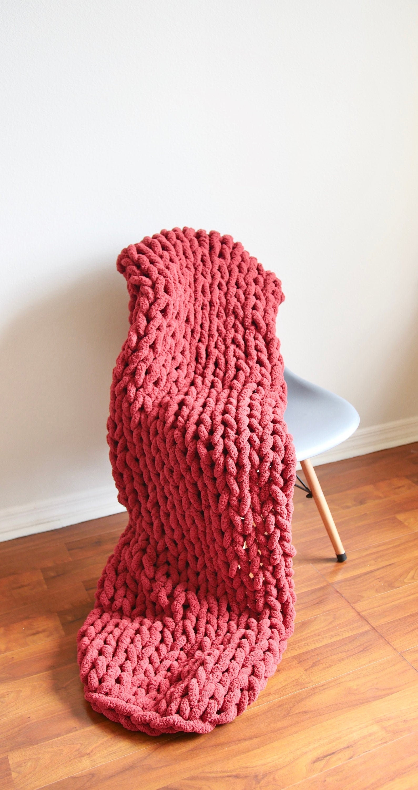 Throw Blanket Red Knit Blanket Red Chunky Blanket Etsy