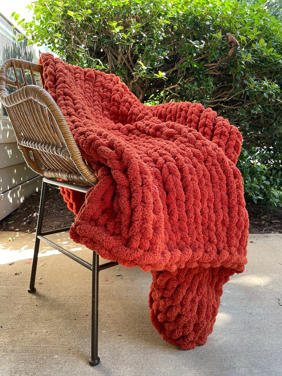 Rust Throw Blanket Chunky Knit Blanket Terracotta Burnt Etsy