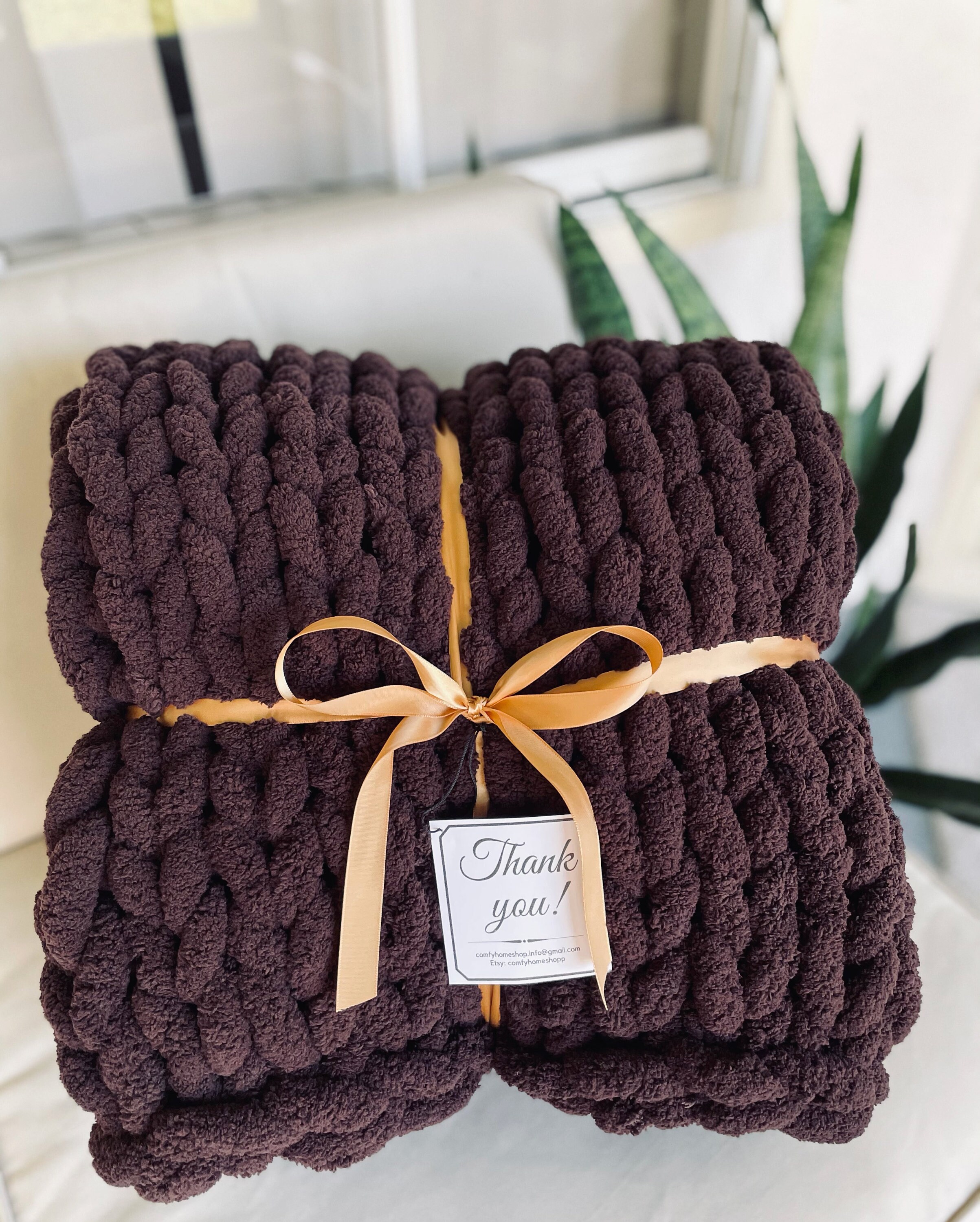 Handmade Chunky Knit Blanket Non Shedding Throw Blanket Etsy