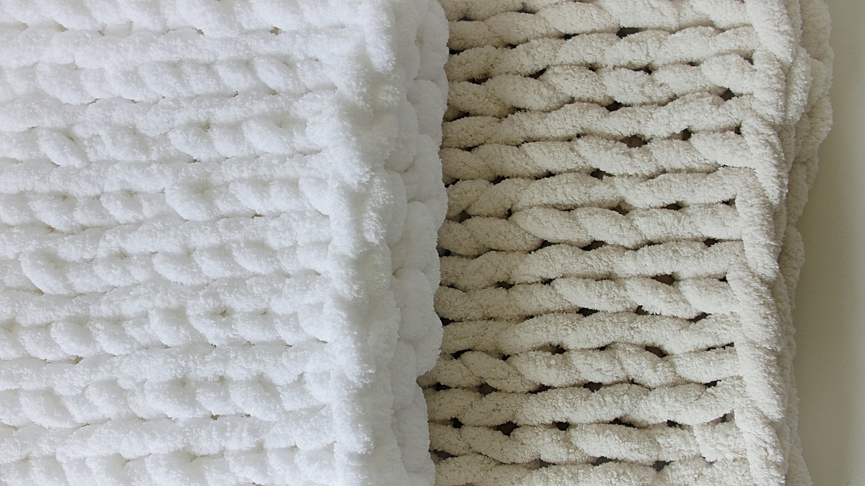 Chunky Knit Blanket White and Beige Throw Blanket White Etsy