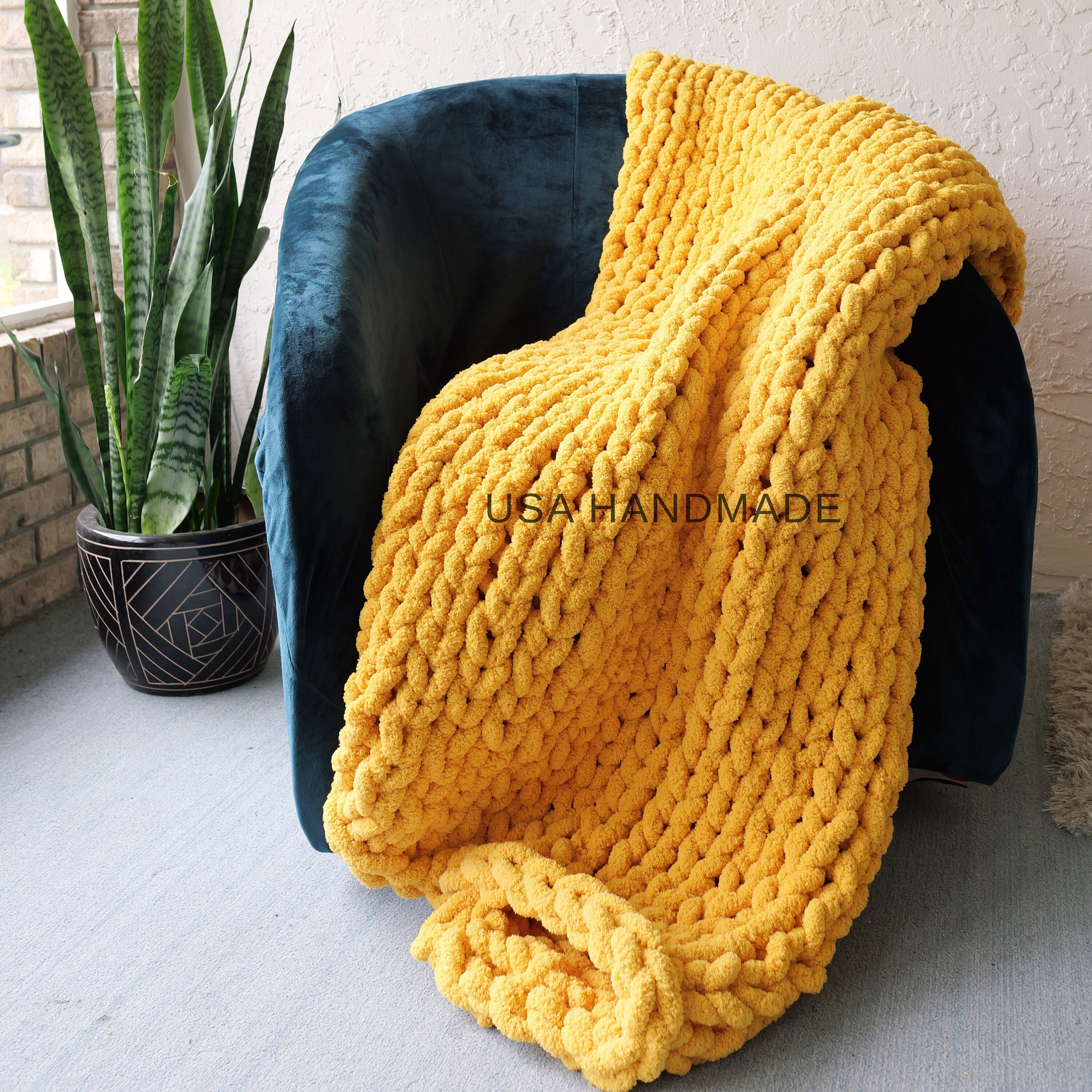 Mustard chenille throw sale